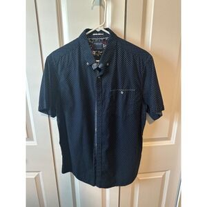 Denim & Flower Ricky Singh Polka Dot Short Sleeve Button‎ Up Shirt L
